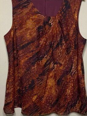 Coldwater Creek Sleeveless Blouse Top Size 1X Brown Orange Lined EUC